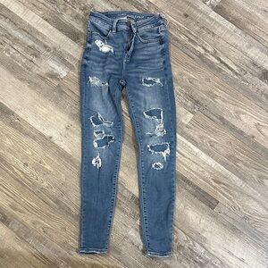 Distressed Blue Skinny Jeans